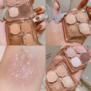 S-01🌟DIKALU พาเลทอายแชโดว์ 4 สี เนื้อดินน้ำมัน ใยไหม ประกายแวววาว ประกายชิมเมอร์ ทาตา กันน้ำ กันเหงื่อ ติดทนนาน ขนาดพกพา