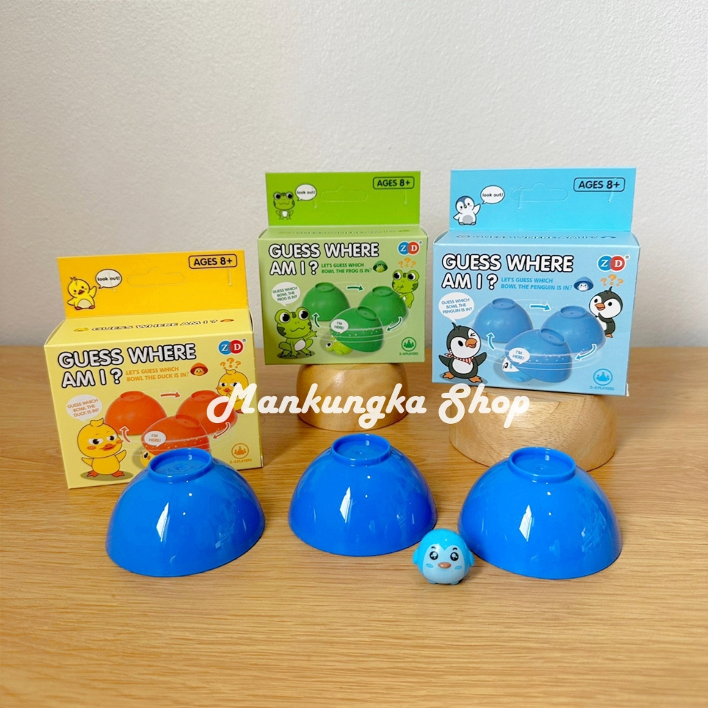 (ขนาดเล็ก) Guess Where am i? เกมส์ซ่อนตุ๊กตาใต้ถ้วย ของเล่นเด็ก