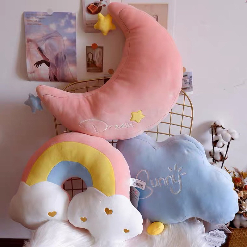 (Preorder) 🌈🌧️🌙  หมอนอิงก้อนเมฆ หมอนอิงพระจันทร์ หมอนอิงสายรุ้ง ผ้านุ่ม