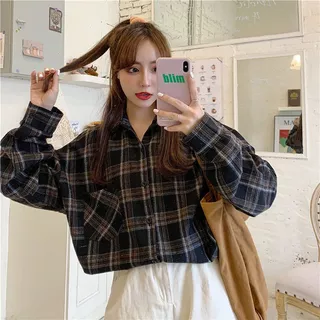 👉 เสื้อเชิ้ตผู้หญิงลายสก๊อต แขนยาว วินเทจ สไตล์เกาหลี ผ้าฝ้ายเนื้อนุ่ม ใส่สบาย แฟชั่นฮิต
