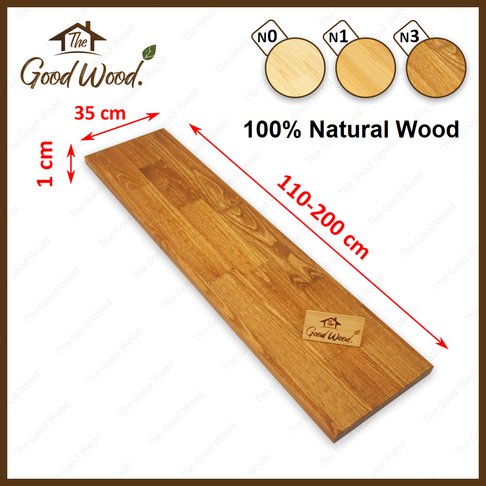 (จัดส่ง 1-2 วัน) ชั้นวางของไม้สน หนา 10mm. กว้าง 35cm. x ยาว 110-200cm. AA ต่อฟันปลา ไม้สนประสานแผ่น