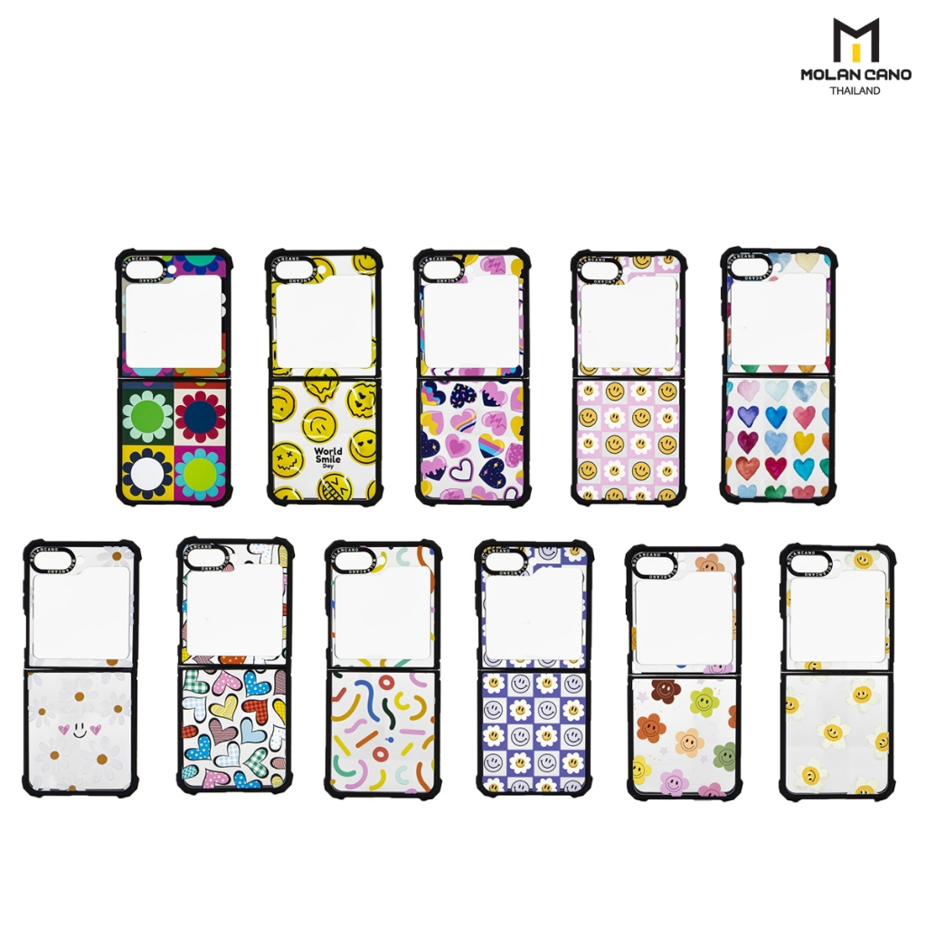 Molan cano รุ่น Z Flip5 คอลเลคชั่น printing case เคสใสสกรีนลาย เคส กันกระแทก ขอบดำ