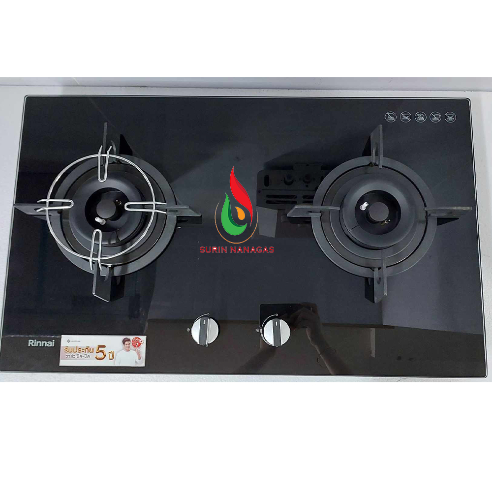 รินไน Rinnai เตาฝังแก๊ส RB-27HG 2 หัวเตา กระจกนิรภัย ระบบตัดแก๊สอัตโนมัติ