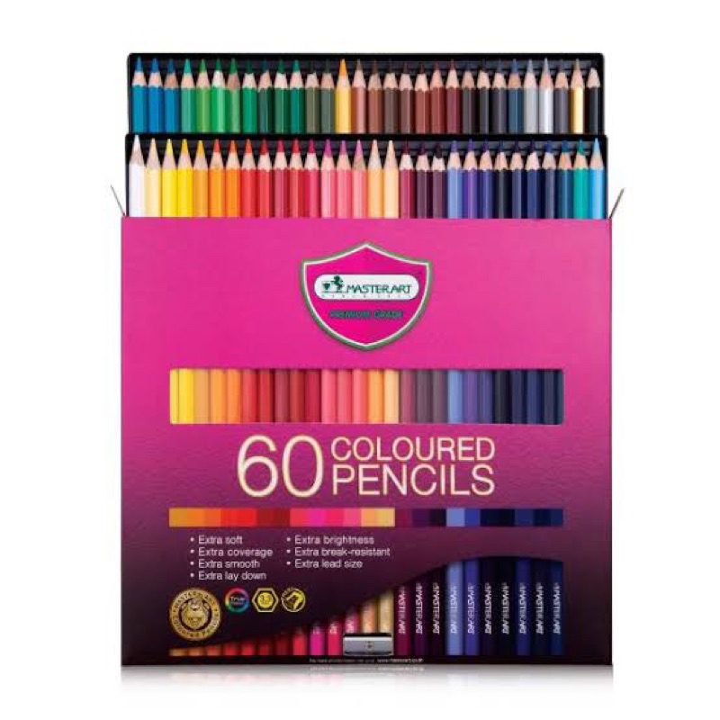 (แถม!!ขวดน้ำเด็กมีหลอดดูด159฿) ดินสอสี สีไม้ 60 สี  รุ่นหัวเดียว รุ่น 2 หัว มาสเตอร์อาร์ต Master Art