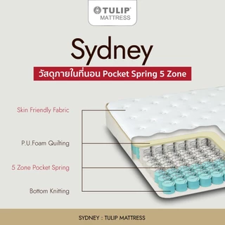 ที่นอน TULIP SYDNEY ที่นอนนุ่มไม่ปวดหลัง พ็อกเก็ตสปริง 5 โซน กันไรฝุ่น [ฟรีชุดเครื่องนอน]