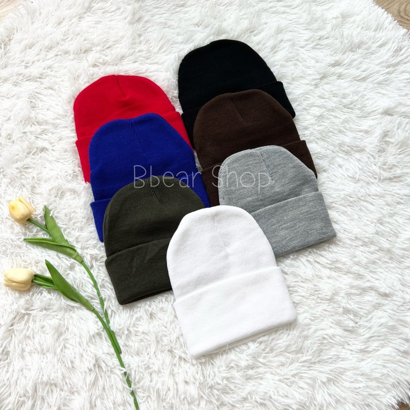 หมวกไหมพรม สีพื้น ผ้านิ่ม