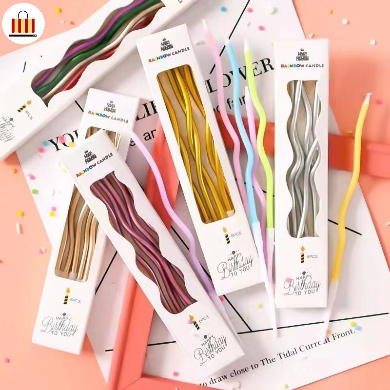 เทียนวันเกิด เทียนเกลียวยาวเคลือบมุก เทียนวันเกิดหลายแบบ เทียนปักเค้กทรงสูง พร้อมส่ง