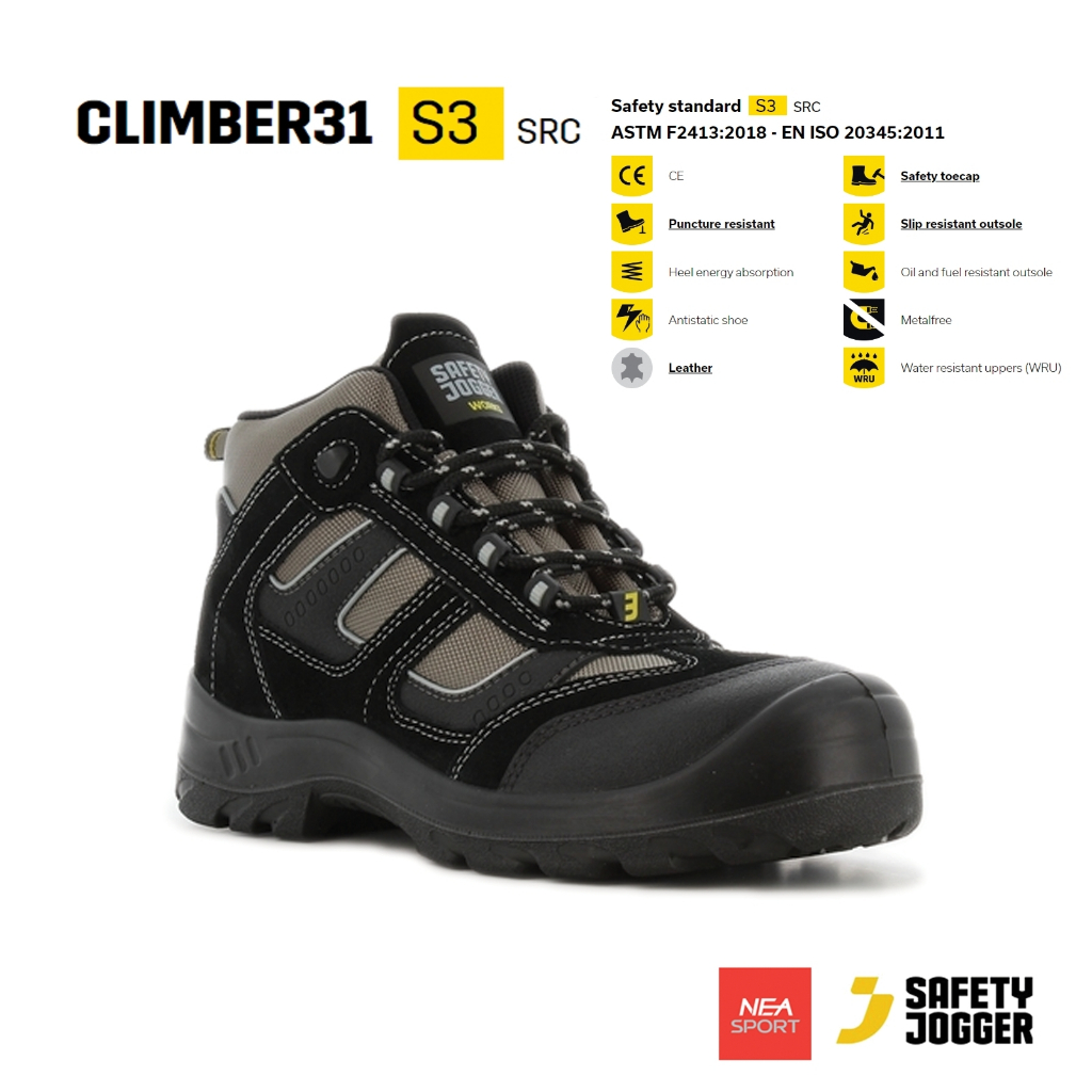 [ลด30% เก็บโค้ด 2509FASHDD] SAFETY JOGGER - CLIMBER31 S3 รองเท้าเซฟตี้ หัวคอมโพสิท มาตรฐานสากล รองเท้านิรภัย