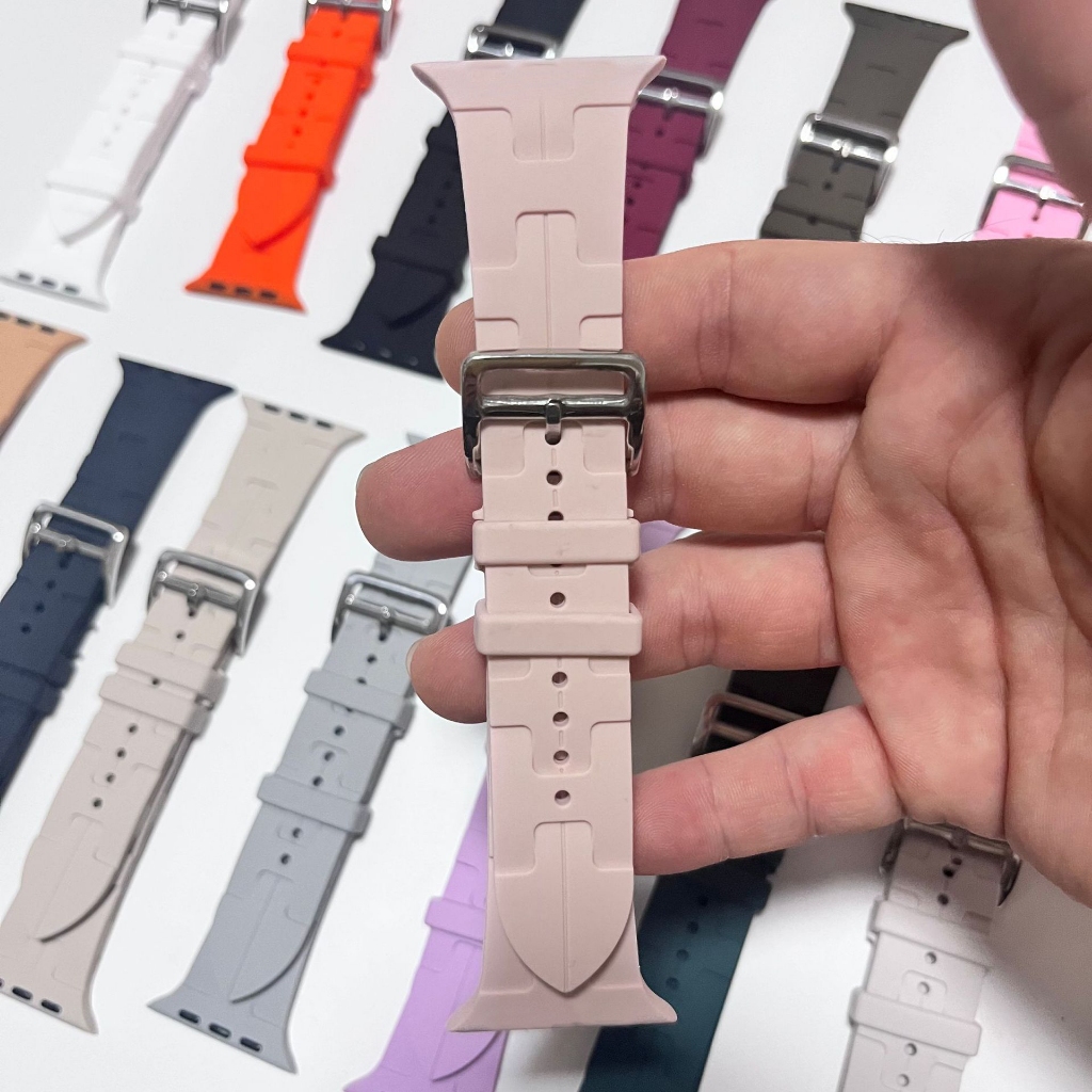 สายซิลิโคนระบายอากาศ 49mm46mm45mm42mm41mm40mm38mm44mm สายซิลิโคนแฟชั่น iwatch10/9/8/7/6/5/4/3/2/1/se