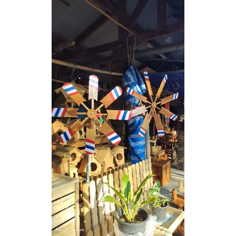 กังหันลมไม้ หมุนแรงตามลม 8 ใบกลาง 50 cm. เสริมดวงฮวงจุ้ย จี้กังหัน ประดับไหลเวียนการเงินการงาน - รูปที่ 6