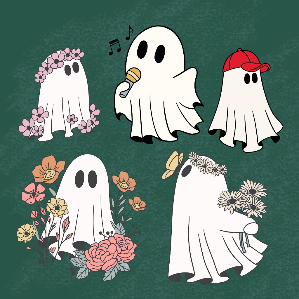 ตัวรีดติดเสื้อ F.186 Halloween ตัวการ์ตูนผีผ้าคลุม แผ่นฟิล์มรีดร้อน