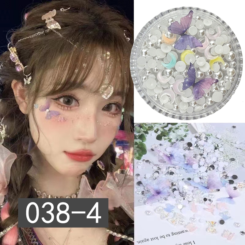🎀 Glitter Eye Makeup เจลแต่งหน้า กลิตเตอร์ติดหน้า ไข่มุก กลีบดอกไม้ ผีเสื้อ ประดับเลื่อม สําหรับตกแต่งหน้า แจกกาวฟรี