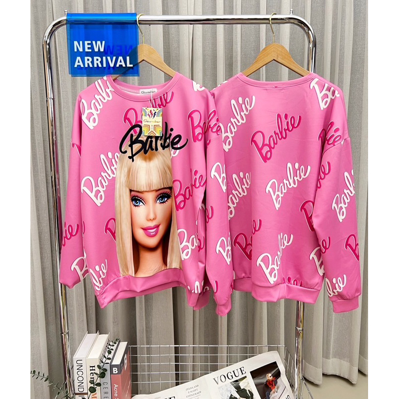 เสื้อสเวตเตอร์ แขนยาว ⚡️Qcumber⚡️ ลาย Barbie  | สีชมพู❗️