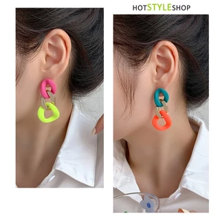 ต่างหูนีออนสะท้อนแสง ตัวต่างหูเรืองแสงเมื่อกระทบไฟแบล็คไลท์ สำหรับแต่งตัวเข้าชุดนีออนเรืองแสง