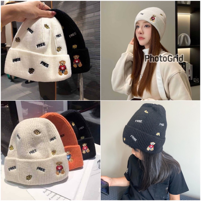 พร้อมส่ง หมวกไหมพรมปักลายน้องหมีPOLO New Collection!! หมวกไหมพรมสไตล์เกาหลี ฟรีไซส์ ยืดได้เยอะ ใส่ได้ทั้งเด็กทั้งผู้ใหญ่