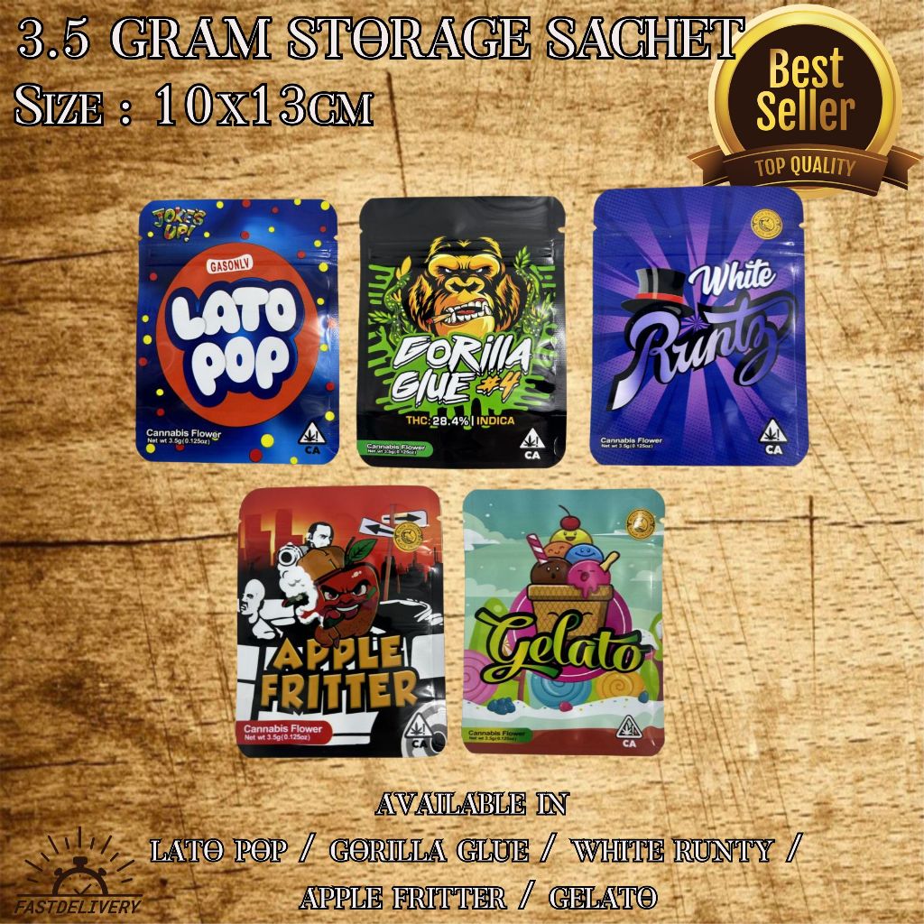 ซองซิปล็อค 3.5 g ซองเก็บกลิ่น Mylar bags ถุงซิปล็อค เก็บกัญ สมุนไพร ด้านในเป็นฟอยด์ ช่วยเก็บกลิ่นได้อย่างดี ถนอมคุณภาพดี