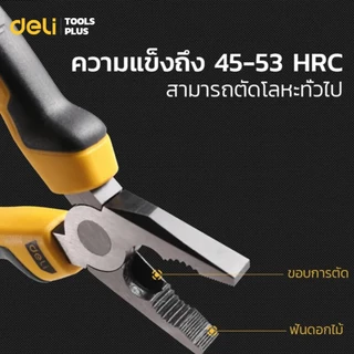 Deli คีม คีมปากแหลม คีมปากจิ้งจก ตัดโลหะ ปากเฉียง 6 7 8 นิ้ว แข็งแรง ทนทาน Combination Pliers