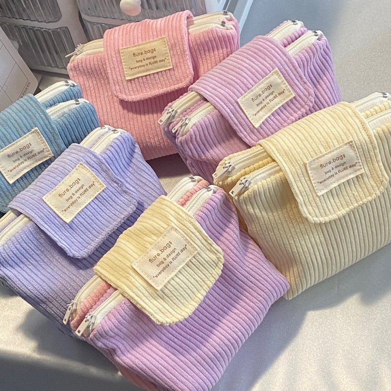 กระเป๋าสตางค์มีซิป 2 ช่อง ใส่บัตรได้ สีพาสเทลสไตล์เกาหลี รุ่น onnie flure.bags