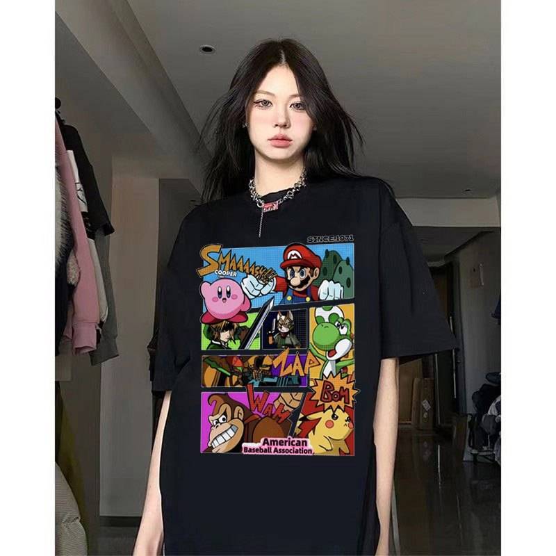 เสื้อสกรีนลาย คอกลม ผ้านุ่มใส่สบาย สไตล์เกาหลี หลากหลายลาย ES57
