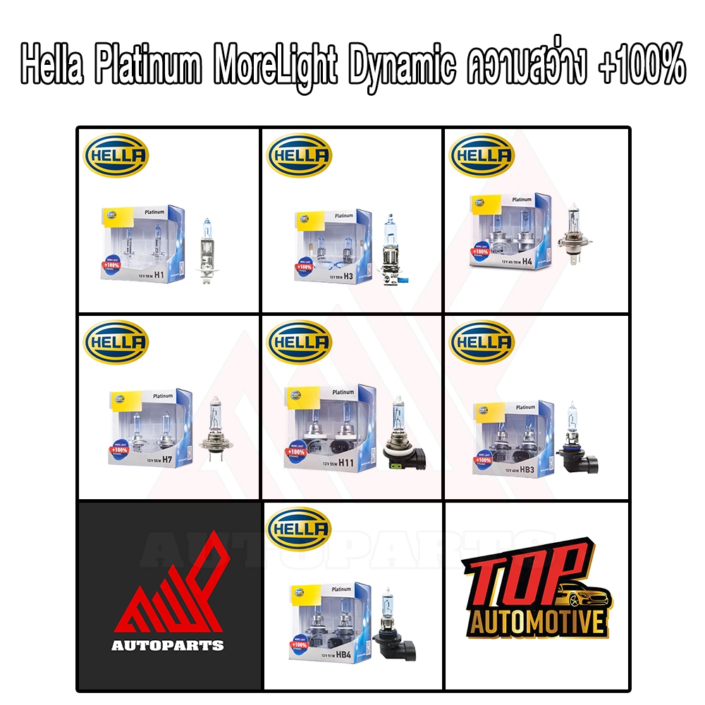 Hella Platinum MoreLight Dynamic +ความสว่าง 100% และ Hella-PowerBleu