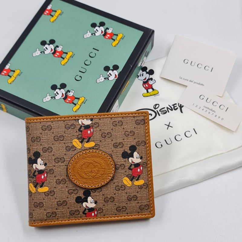 Gucci x Mickey Mouse Disney wallet men ชาย short 8 การ์ด กระเป๋าสตางค์ ใบสั้น กุชชี่ มิกกี้เมาส์ ของแท้