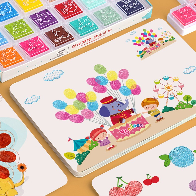 กระดาษ Finger paint  ชุด 16 ใบ วาดภาพระบายสี  ภาพวาดสีหมึก วาดรูปด้วยนิ้วมือ เสริมพัฒนาการด้านศิลปะของเด็ก