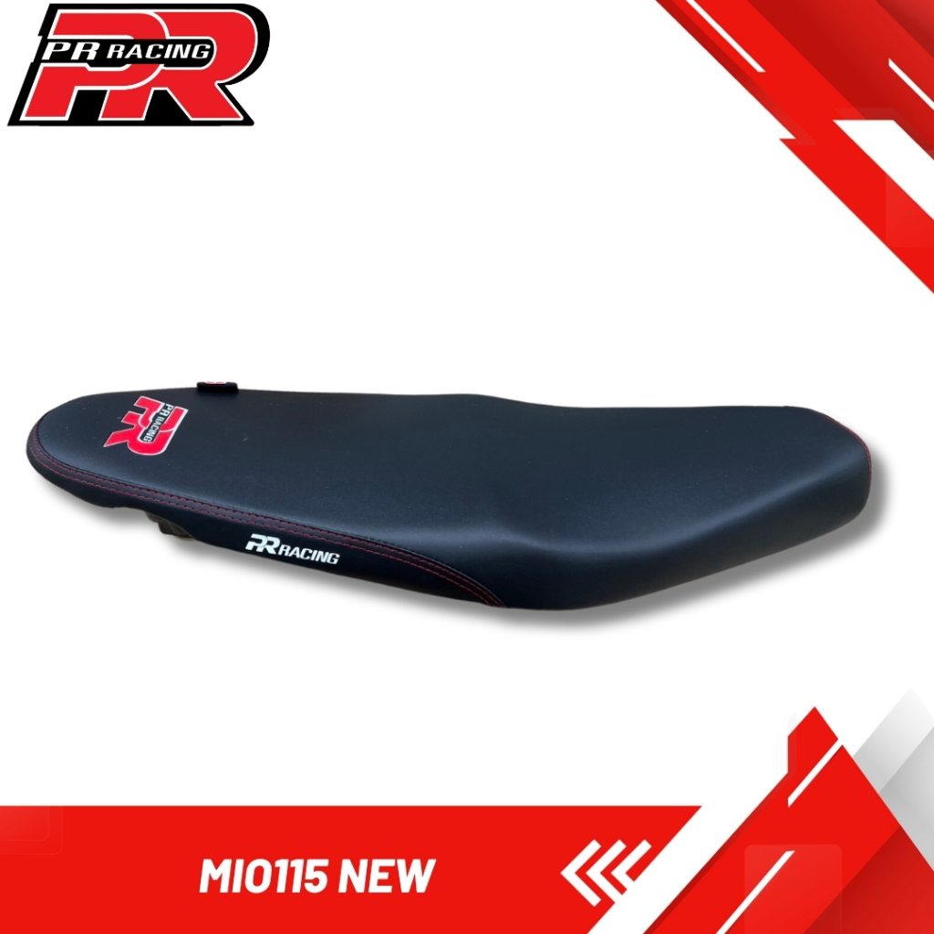 เบาะมอเตอร์ไซค์ เบาะปาด รุ่น Mio115/New สีดำ โลโก้ PR