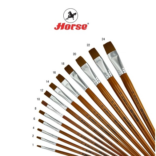 HORSE ตราม้า พู่กันสีอะครีลิคชนิดแบน H-806  เบอร์ 1 - 24  จำนวน 1อัน