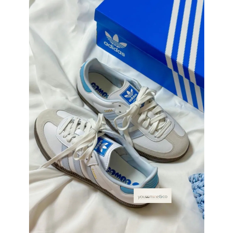 adidas samba OG white blue ของแท้ 100 %