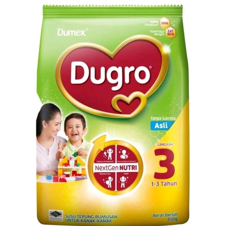 นมผง Dumex Dugro เบอร์ 3 , 850กรัม (จืด/ช็อคโกแลต/น้ำผึ้ง)