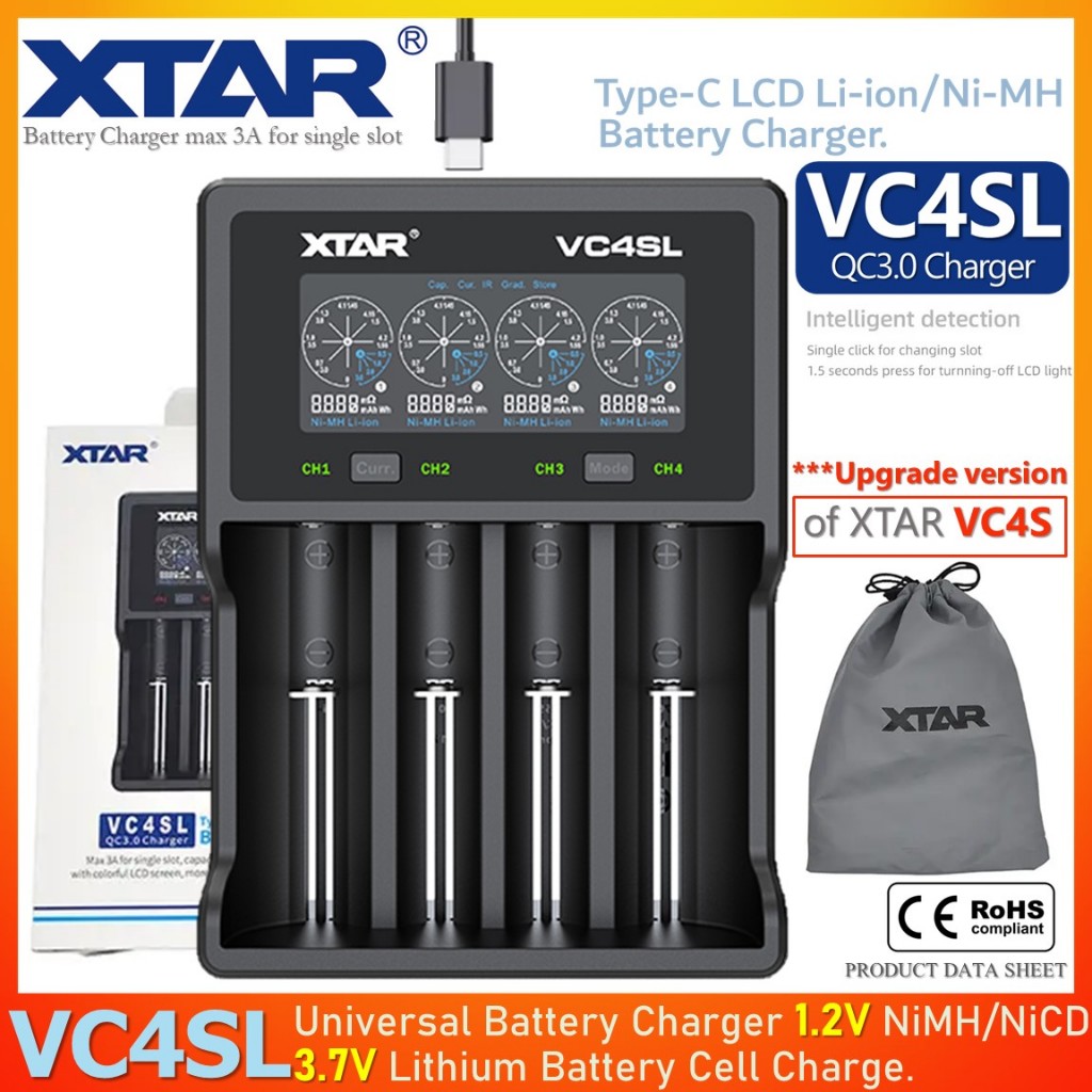 เครื่องชาร์จ XTAR VC4SL QC 3.0 Charger USB Type-C port (เฉพาะเครื่องชาร์จ ไม่รวมถ่าน)