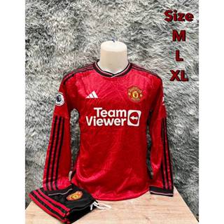 ชุดฟุตบอลลีกนอก ชุดกีฬาสโมสรแขนยาวแมนยูiรุ่นใหม่ ผ้าโพลีเอสเ…