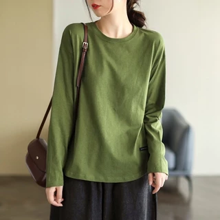 PS-รุ่น-225 เสื้อยืดคอกลมสีพื้นแขนยาวมาใหม่ เสื้อทรงว้าว สไตล์เกาหลี ผ้านิ่มสวมใส่สบาย พร้อมส่งจากกรุงเทพ