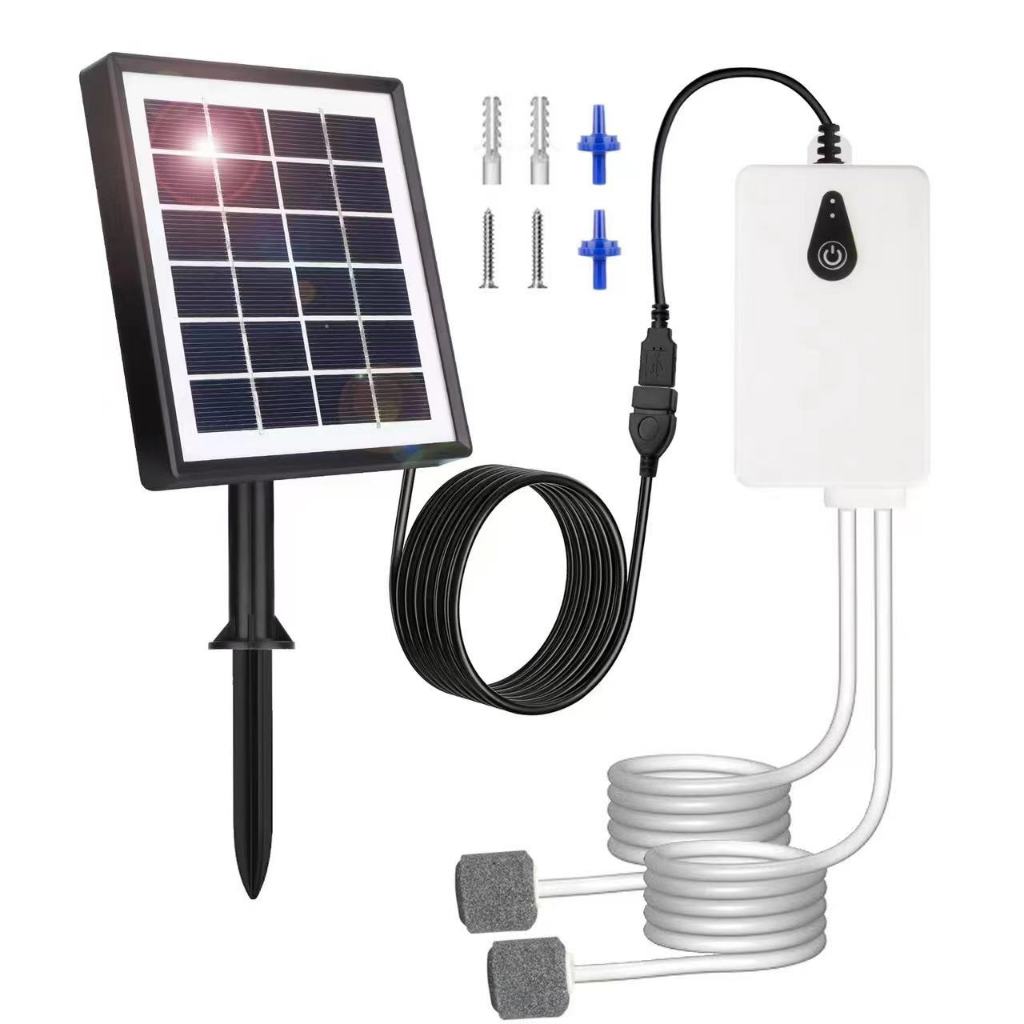 Solar Powered Oxygenator ออกซิเจนเครื่องฟอกอากาศในบ่อน้ำ Aquarium Airpump ออกซิเจนถังปลาคอมเพรสเซอร์