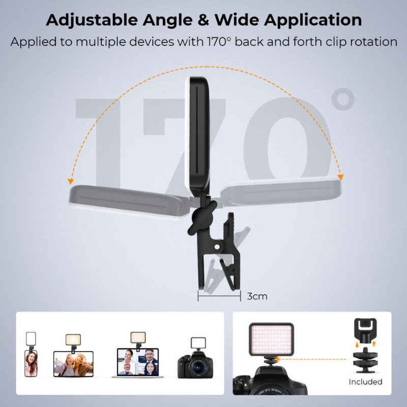 K&F Portable LED Video Light Suitable for Selfie, Vlog, Video (KF34.034)