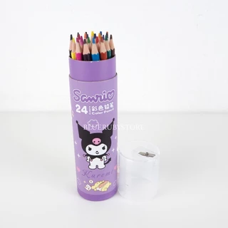 พร้อมส่ง💕 สีไม้ ดินสอสี 24 สี พร้อมกบเหลา ลายการ์ตูน