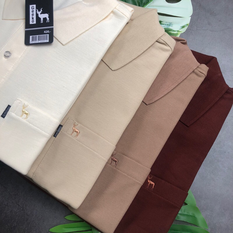 เสื้อโปโลตรากวาง โทนสีน้ำตาล,ครีม ผู้ชาย-ผู้หญิง geeko แท้100% เนื้อผ้าดีใส่สบาย - รูปที่ 7