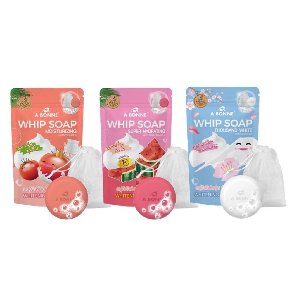 A bonne' Whip Soap เอ บอนเน่ วิป โซป สบู่วิปโฟมพร้อมตาข่ายตีฟอง 100 g.