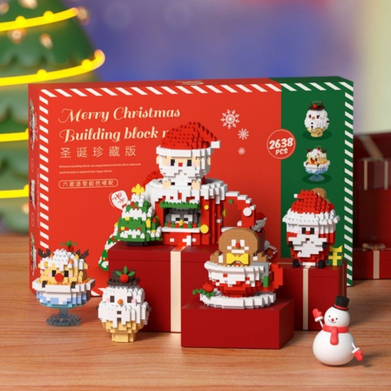 ของเล่น​ตัวต่อ​ บล็อก​ แบบนาโน​ Merry Christmas คริสต์มาส​ no. 6770 จำนวน 2638 ชิ้น