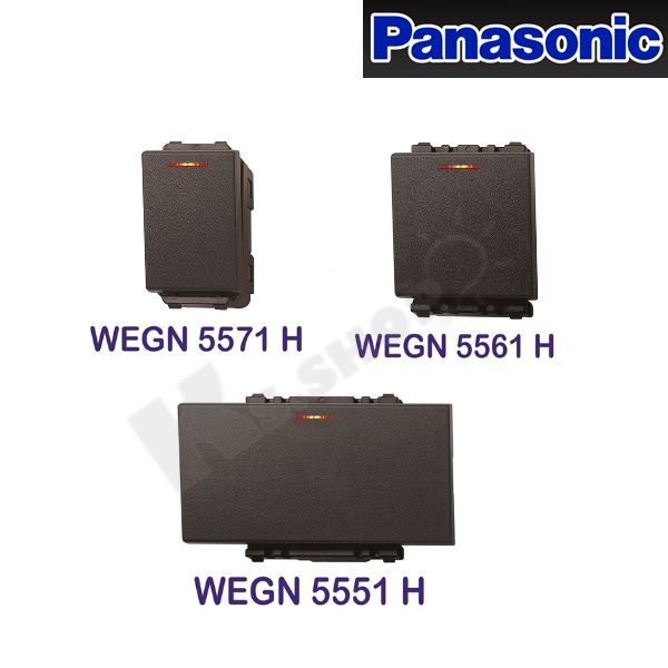 PANASONICรุ่นอินิชีโอ สวิตซ์ทางเดียวปิดมีไฟ(มี 3ขนาด) WEGN 5571,WEGN 5561,WEGN 5551สีเทา