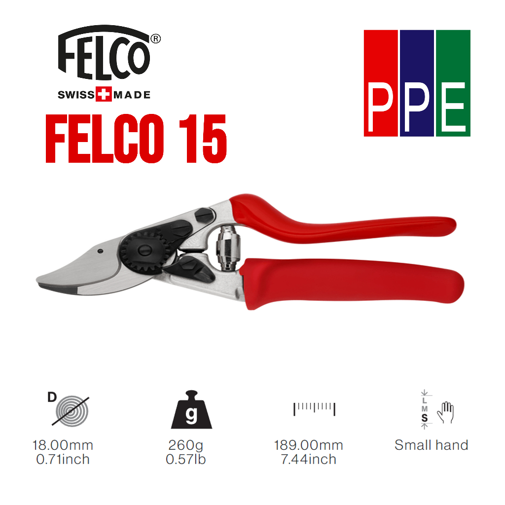 FELCO 15 [FELCO] กรรไกรตัดแต่งกิ่ง กรรไกรงานสวน Bypass - Ergonomic model - Small size - Revolving handle
