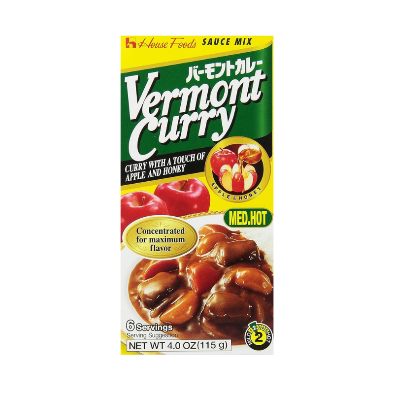 เฮ้าส์ เครื่องแกงกะหรี่ แบบก้อน เผ็ดกลาง 115 กรัม - Japanese Vermont Curry Medium Hot 6 Servings 115g