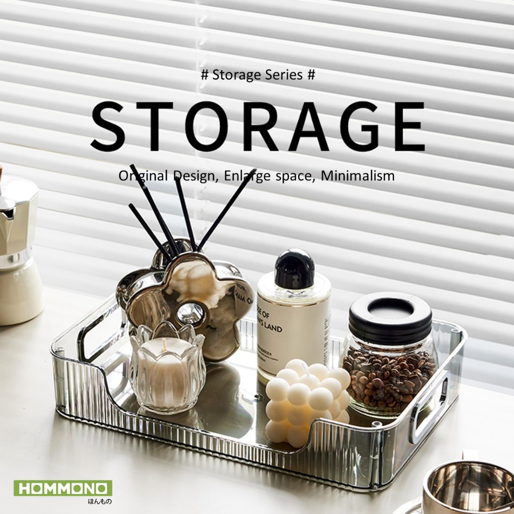 ถาดเก็บของ ชั้นวางของ✨วัสดุ PET (Z605)✨ยี่ห้อ HOMMONO ซ้อนกันได้ 3 ชั้น แข็งแรง ดีไซน์เรียบหรู