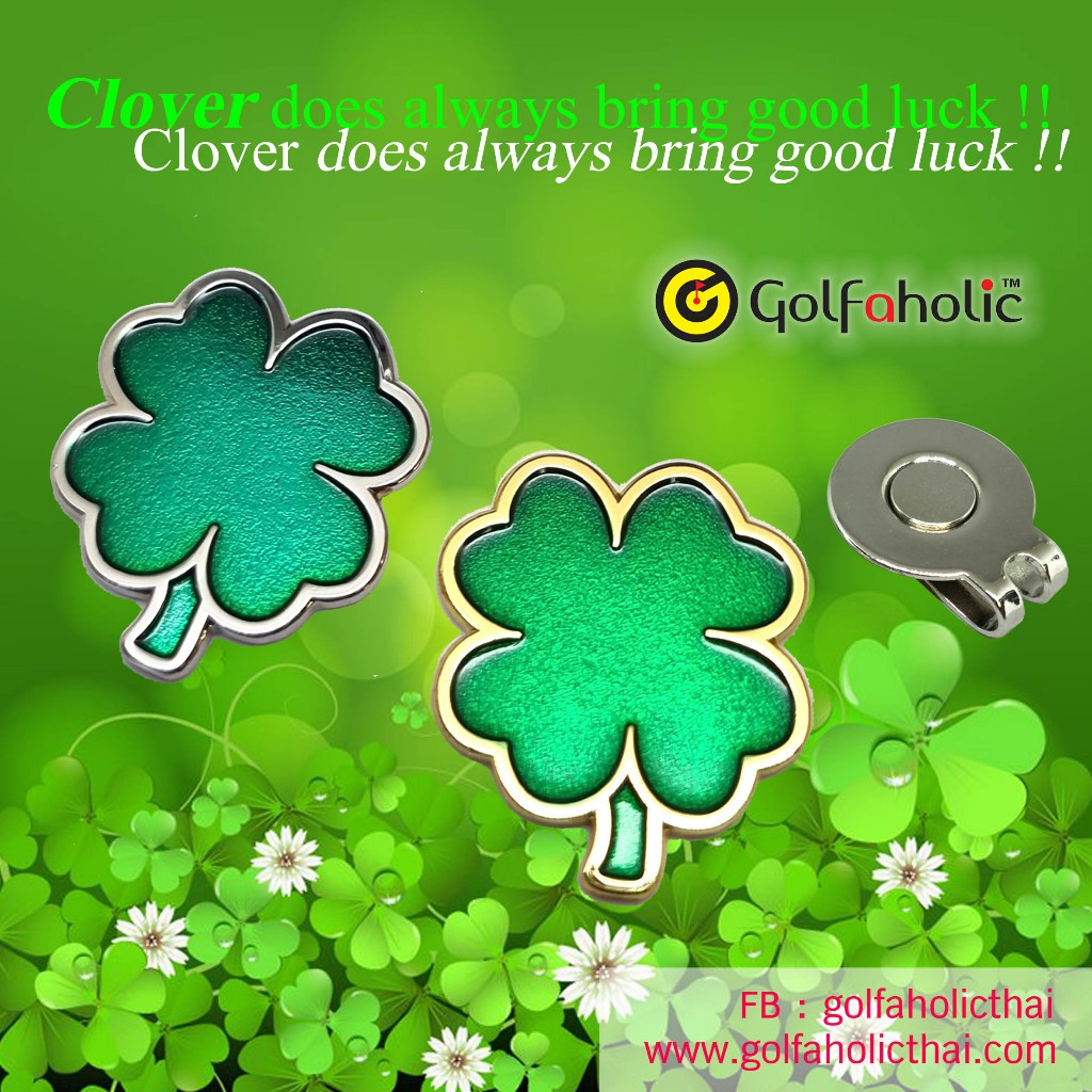 Golfaholic Ball Marker Clover Good Luck - บอลมาร์คเกอร์โชคดี สีเงิน สีทอง