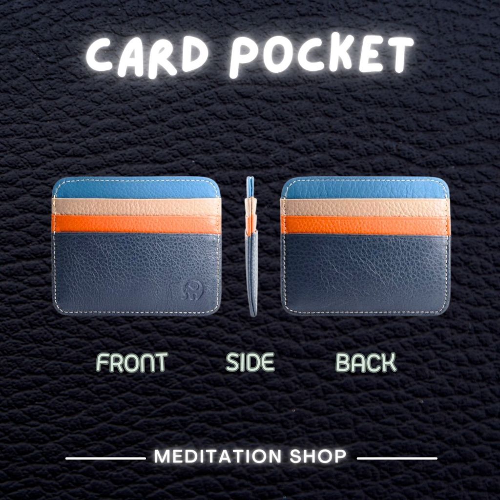 ซองใส่นามบัตร 7 ช่อง หนังวัวแท้100% 🔥 Card holder ซองใส่นามบัตรทรงนอน ขนาดกะทัดรัด 🎉