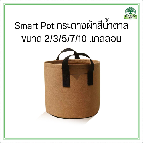 Smart Pot กระถางผ้า สีน้ำตาล 3/5/7/10 แกลลอน ถุงปลูกต้นไม้แบบผ้า Fabric Pot Grow Bag smartpot Brown Color