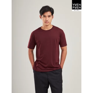 YuenPuen เสื้อยืดคอกลม สีเลือดหมู ยืนพื้น ไม่ยืด ไม่ย้วย เสื้อสีพื้น ผ้าCotton ผสม Polyester ผ้านุ่ม