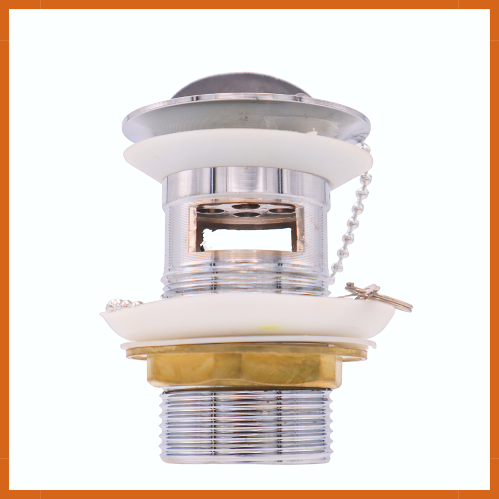 🔥คุ้มสุด🔥 สะดือป๊อปอัพ อ่างล้างหน้า เเกนทองเหลือง มีรูระบายน้ำล้น สะดือรุ่นมีโซ่ดึง - รูปที่ 3