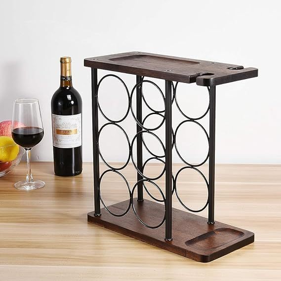 ชั้นวางไวน์ มาพร้อมที่วางแก้ว Wine Rack With Glass Holder Countertop Wine Rack-มีพร้อมส่ง-