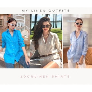 เสื้อเชิ้ตลินินแท้ 💯% มีไซค์ค่ะ โทนสีฟ้า เทา 🧊🫐❄️